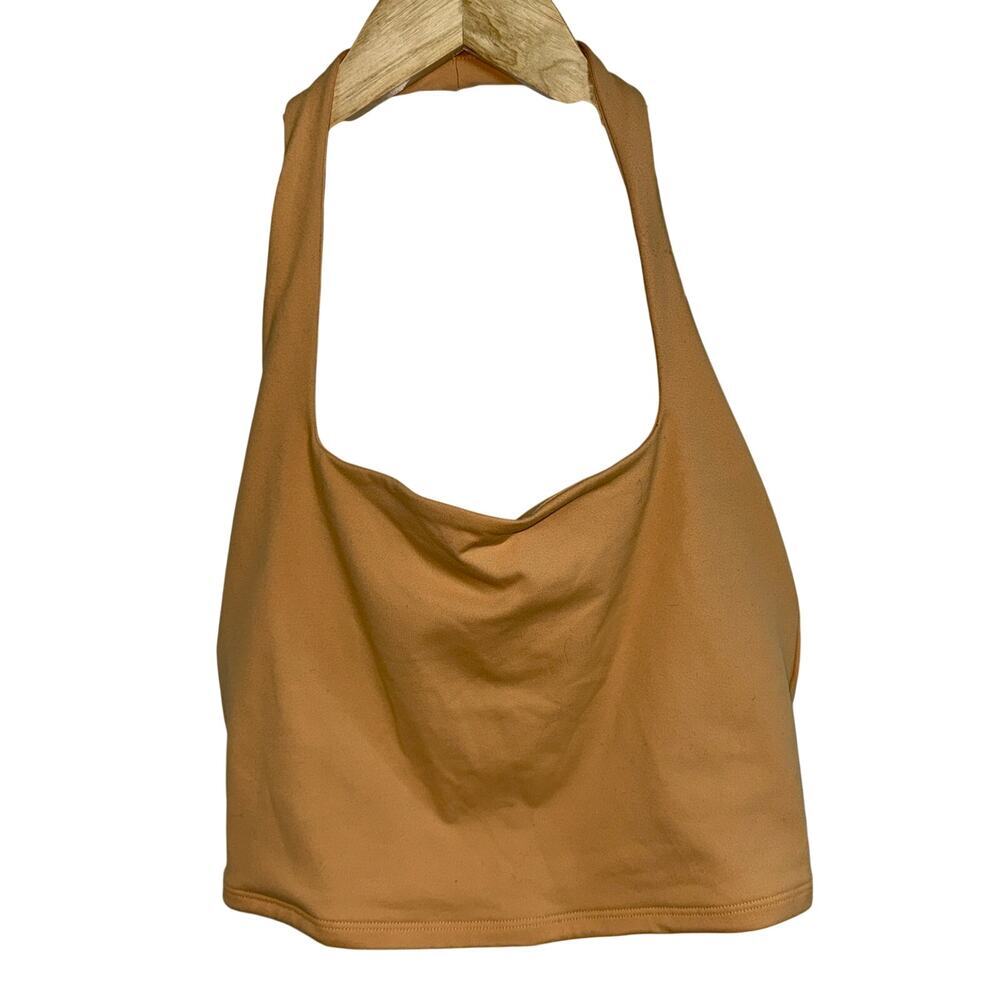 Abercrombie & Fitch Soft AF Orange Cowl Neck Halter Crop Top Womens Size Medium